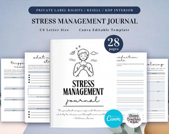 Journal de gestion du stress DPP à usage commercial, modèle imprimable et modifiable, régulation des émotions, soulagement du stress