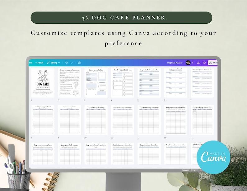 PLR Dog Care Planner for Commercial Use, Printable and Editable Template, Pet Planner, Dog Planner, Dog Journal, Dog Records image 6