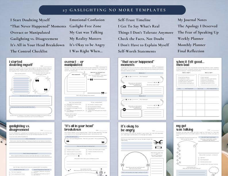 PLR Gaslighting No More Journal for Commercial Use, Printable and Editable Template, Emotional Recovery, Emotional Manipulation