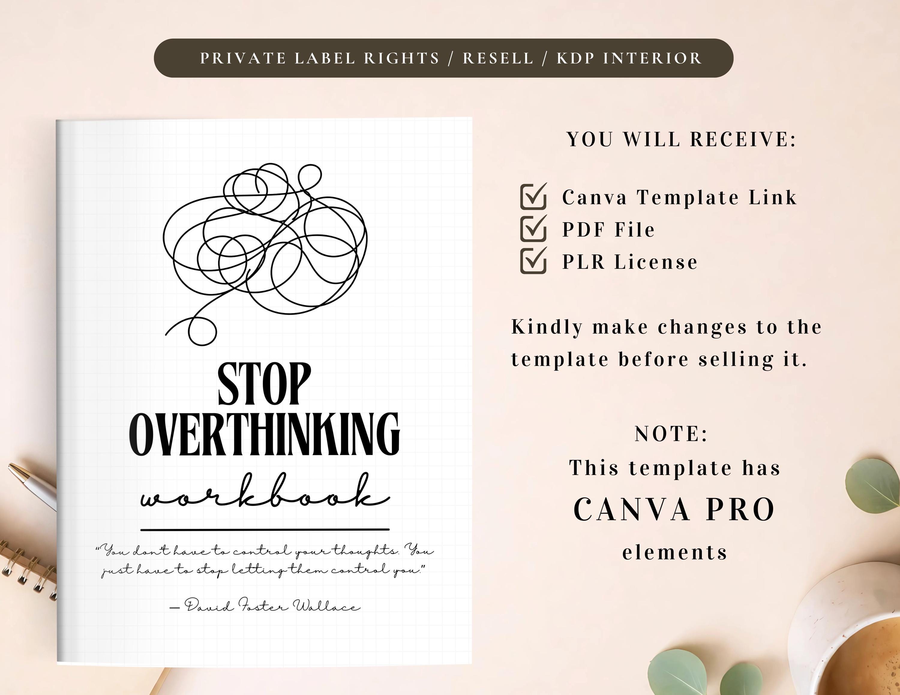 PLR Stop Overthinking Workbook, Printable and Editable Template ...