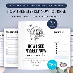 PLR Hur jag ser mig själv nu-journal för kommersiellt bruk, utskrivbar och redigerbar mall, upptäck mitt eget jag-journal, självkännedom
