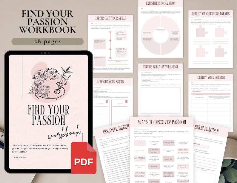 5 Self-Discovery Journal Bundle for Personal Use | PDF Printable and Digital Use | Find Your Passion, Discover True Self, Find Your Why