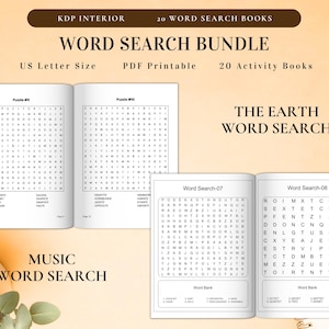 Word Search 2000+ Pages Bundle Printable Puzzle Game with Solution for Kids, Adult, Seasons, Christmas, Halloween, Thanksgiving Holidays PDF image 4