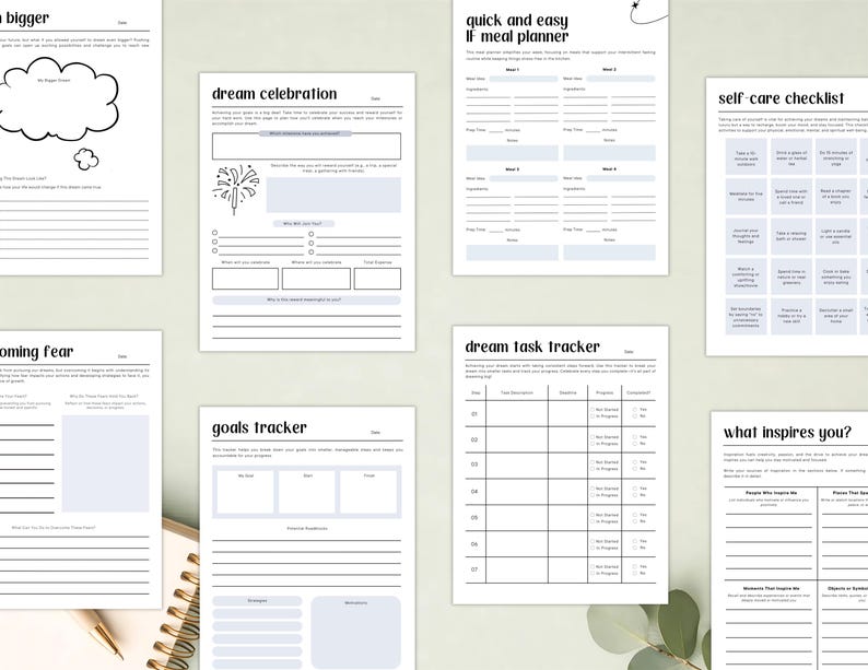 PLR Dream Bigger Planner for Commercial Use, Printable and Editable Template, Dream Life Planner, Goal Planner, Vision Planner