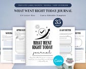PLR What Went Right Today (Positivity Journal) for Commercial Use, Printable and Editable Template | Daily Self-Reflection, Positive Mindset