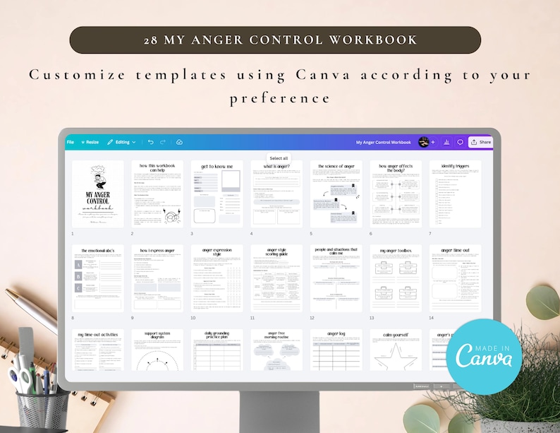 PLR Mein Arbeitsbuch zur Anagerkontrolle für kommerzielle Nutzung, druckbare und in Canva bearbeitbare Vorlage, Arbeitsbuch zum Anger-management, Wuttherapie Bild 6