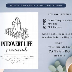 PLR Diario para introvertidos para uso comercial, plantilla imprimible y editable en Canva, diario de atención plena imagen 2
