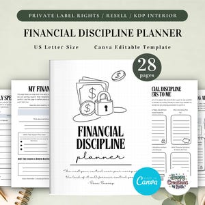 PLR Financial Discipline Planner for Commercial Use, Printable and Editable Template | Money Habits Planner