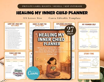 PLR / Resell Healing my Inner Child Planner, Printable and Editable Template, Inner Child Planner, Childhood Healing Planner, Emotional Heal