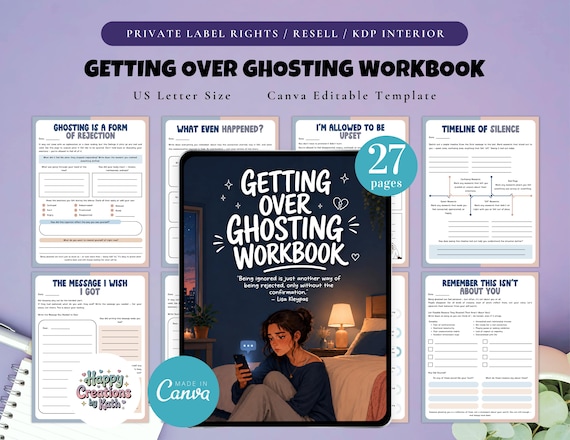 PLR / Resell Getting Over Ghosting Workbook, Printable and Editable Template, Breakup Healing Workbook, Overcome Ghosting, Closure Workbook