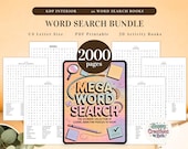 Word Search 2000+ Pages Bundle Printable Puzzle Game with Solution for Kids, Adult, Seasons, Christmas, Halloween, Thanksgiving Holidays PDF
