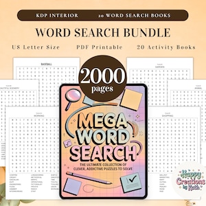 Word Search 2000+ Pages Bundle Printable Puzzle Game with Solution for Kids, Adult, Seasons, Christmas, Halloween, Thanksgiving Holidays PDF