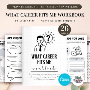PLR What Career Fits Me Workbook for Commercial Use, Printable and Editable Template, Career Self-Assessment, Job that Fits Me