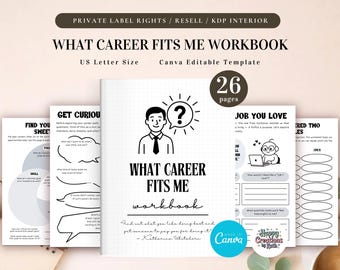 PLR What Career Fits Me Workbook for Commercial Use, Printable and Editable Template, Career Self-Assessment, Job that Fits Me