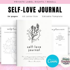 PLR / Resell Self-Love Journal for Commercial Use, Printable and Editable Template, Self-Care Journal, Affirmation Journal, Self-Love Plan