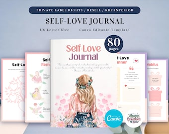 PLR Self-Love Journal for Commercial Use, Printable and Editable Template, Self Care Journal, Self-Love Planner, Self-Love Workbook