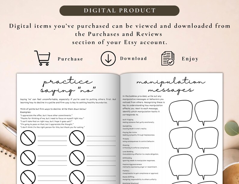 PLR Stop People-Pleasing Workbook for Commercial Use, Printable and Editable Template, Set Boundaries, Personal Growth Workbook image 4