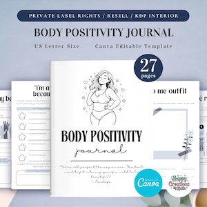 PLR Body Positivity Journal for Commercial Use, Printable and Editable Template, Self-Love Journal, Body Image Journal, Self-Image