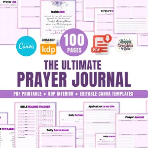 Prayer Journal for KDP Interior | Printable & Canva Editable Template | Bible Journal, Faith Journal, Devotional, Scripture Journal