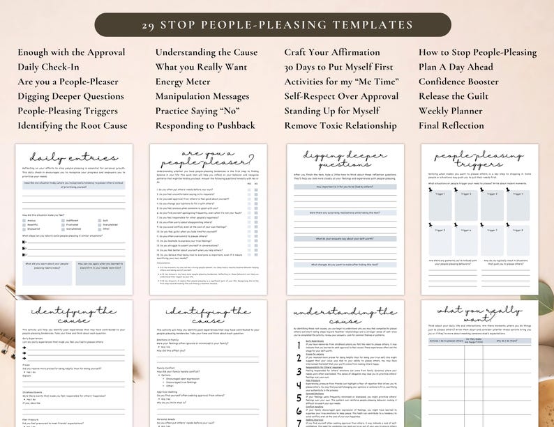 PLR Stop People-Pleasing Workbook for Commercial Use, Printable and Editable Template, Set Boundaries, Personal Growth Workbook image 3