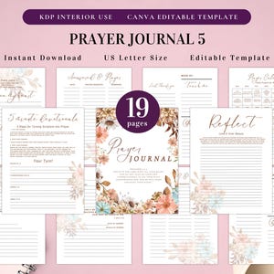 Prayer Journal Bundle for KDP Interior Editable Template in Canva and Printable Journal, Bible Study Journal Prayer Digital Planner image 6