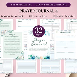 Prayer Journal Bundle for KDP Interior Editable Template in Canva and Printable Journal, Bible Study Journal Prayer Digital Planner image 5