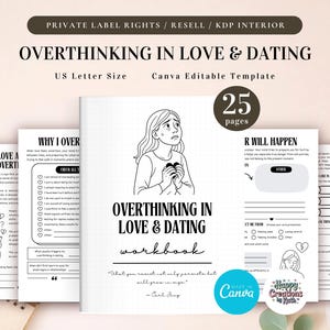 PLR Overthinking in Love en Dating-werkboek voor commercieel gebruik, afdrukbare en bewerkbare sjabloon | Relatieangst