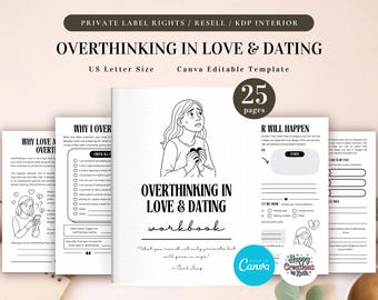 PLR Overthinking in Love and Dating Workbook for Commercial Use, Printable and Editable Template | Relationship Anxiety