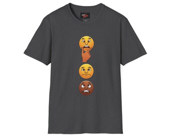 Camiseta unisex con divertidas reacciones de emojis, ideal para amigos, ropa informal y regalos para él/ella.