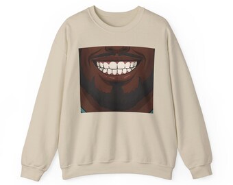 Smiling Face Sweatshirt, Cozy Crewneck, Unisex Apparel, Gift for Friends, Funny Sweatshirt, Casual Wear, Street Style
