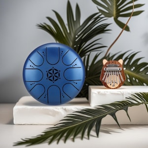 Kalimba Min Duo Reiseset / Mini Toroto Thumb Piano Halskette & 5-Zoll-Touge-Trommel-Musikgeschenkset |