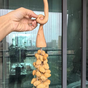 Hand-Carved Kenari Seed Shaker |Sculptural Wood Handle Nut Shell Rattle |Boho Wall Hanging |Sound Healing| Meditation Chime|Shaman Shaker