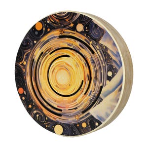 6inch Handmade Stream Drum – Floral Moon Design | Bamboo & Solid Wood Frame | Sound Healing Meditation Shaman Drum