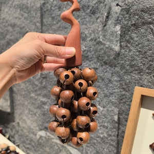 Dancing Flame Seed Rattle |Shaman Shaker|Sound Healing Seed Pod Shaker | Hand-Carved Rhythm Nut Shell Chime |Yoga and Meditation Tool