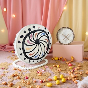 20 inch Rainbow Spiral Shamanic Drum| Natural Rawhide Meditation Drum|Sound healing Hand Drum|Shanman Drum|MusicGift with Carrying Bag