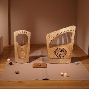 Personalized Lyre Harp  |  7 ,19 String Earth-Light | Mini Meditation Monochord for  Sound Healing Instrument|Custom Engraving Available