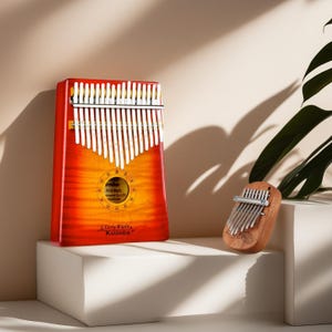 Gecko 17-Key & Mini 8-Key Kalimba Duo Set | Thumb Piano Gift Duo | Mahogany / Maple Wood | Natural, Red, or Blue Finish|C Tone| April Yang