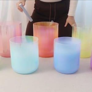 Juego de 7 cuencos tibetanos de cristal de alquimia de 432 Hz: colección de sanación sonora de cuarzo, herramienta para sanación sonora, yoga y meditación.