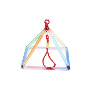 Rainbow Crystal Pyramid for Sound Healing, Chakra Balancing, Meditation | Sacred Geometry Energy Tool | Hanging Prism Pyramid Decor