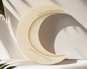 Custom Engraving Hluru Crescent Lyre Harp – Maple & Elm |8 ,11 or 15 Strings | C|G Key Moon Lyre|