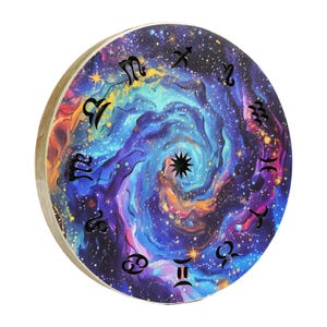 10inch Zodiac Galaxy Stream Drum | Astrological Flow Water Drum | Sound Healing Instrument for Relaxation & Energy Work With Carry Bag