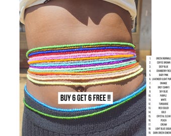 Tie On Waist Beads for Women, African Belly Beads, Adjustable Body Jewelry, Handmade Waist Beads, Plus Size Waist Beads Gift