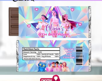Editable KPop Demon Hunters chocolate wrapper  Template, Kpop candy bar label, Kpop Party Favors, Kpop Huntrix,  Party Supply Demon Hunters