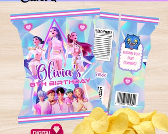 Editable KPop Demon Hunters Chip Bag Template, Kpop Snack Wrapper, Kpop Party Favors, Kpop Huntrix, Anime Party Supply Demon Hunters Fan Art