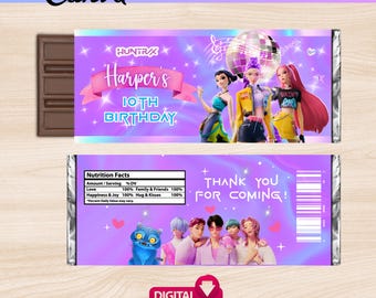 Editable KPop Demon Hunters chocolate wrapper  Template, Kpop candy bar label, Kpop Party Favors, Kpop Huntrix,  Party Supply Demon Hunters