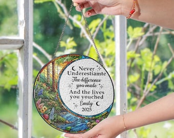 Memorial Stained Glass Suncatcher, Personalized Memorial Suncatcher, Sympathy Window Hanging, In Loving Memory Sun Catcher Keepsake