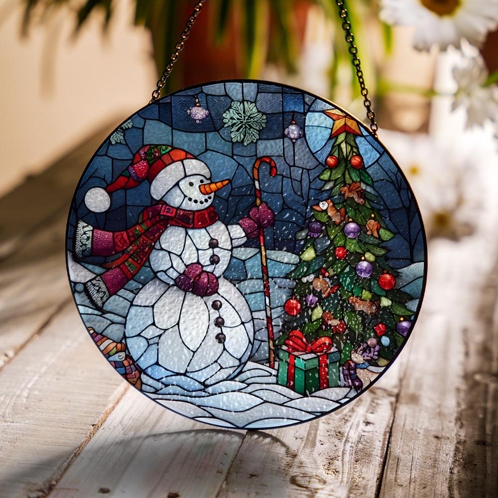 クリスマススノーマンガラス、冬のホリデーデコレーションサン 