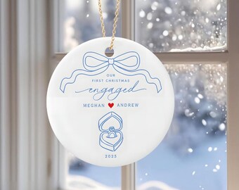 Eerste kerstmis verloofd kerstornament, gepersonaliseerd getrouwd kerstornament, eerste kerst getrouwd sneeuwpop, verloofd cadeau