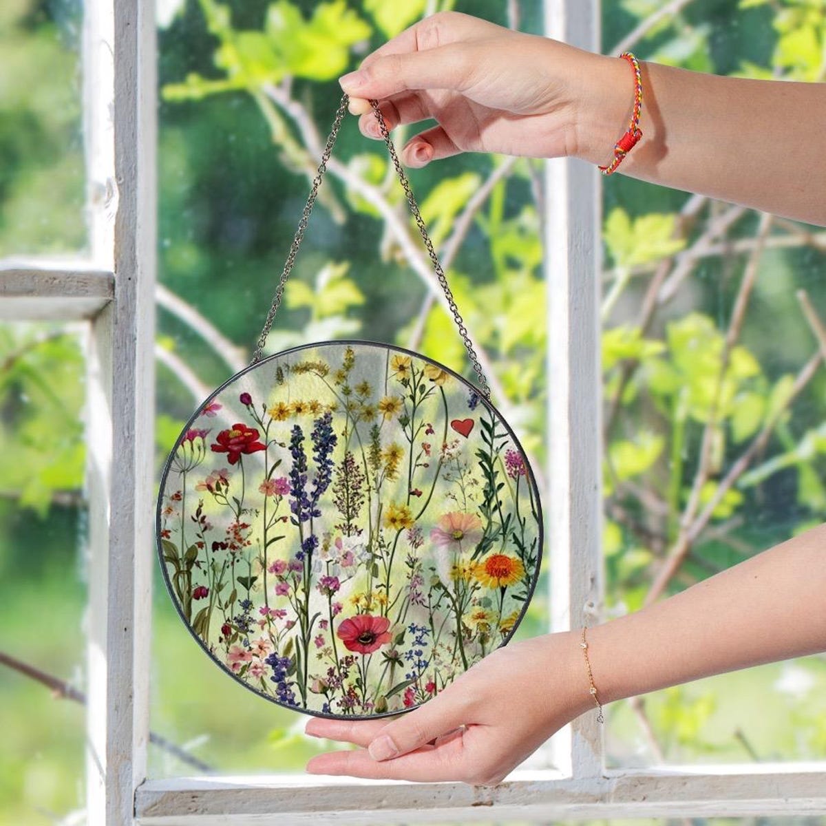 Wildflower Stained Glass Suncatcher, Gift for Flower Lovers, Florist Gift, Nature Decor, Window Hanging Floral Art, Handmade Glass Decor - Etsy