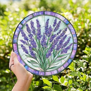 Violet Flower Stained Glass Suncatcher, Violet Flower Window Hanging, Mother Day Gift For Mom Grandmother, Home Indoor Outdoor Decor